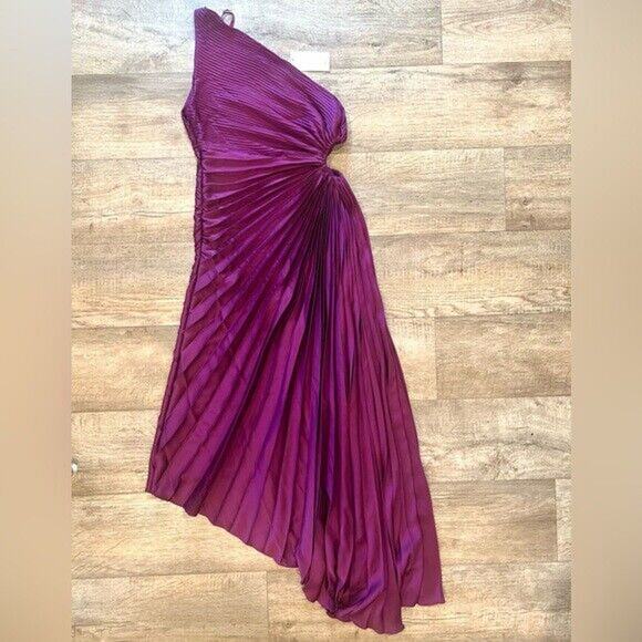 MANGO Blogger Fave Cut Out Pleated Midi Dress NWT — Purple - Picture 16 of 16